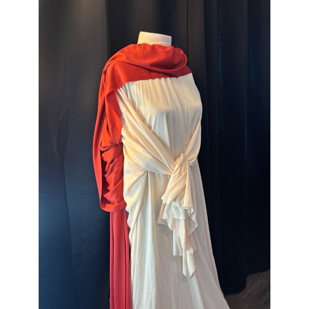 Fun World Roman Senator Toga Costume Cream Red One Size fits most up to 300lbs
